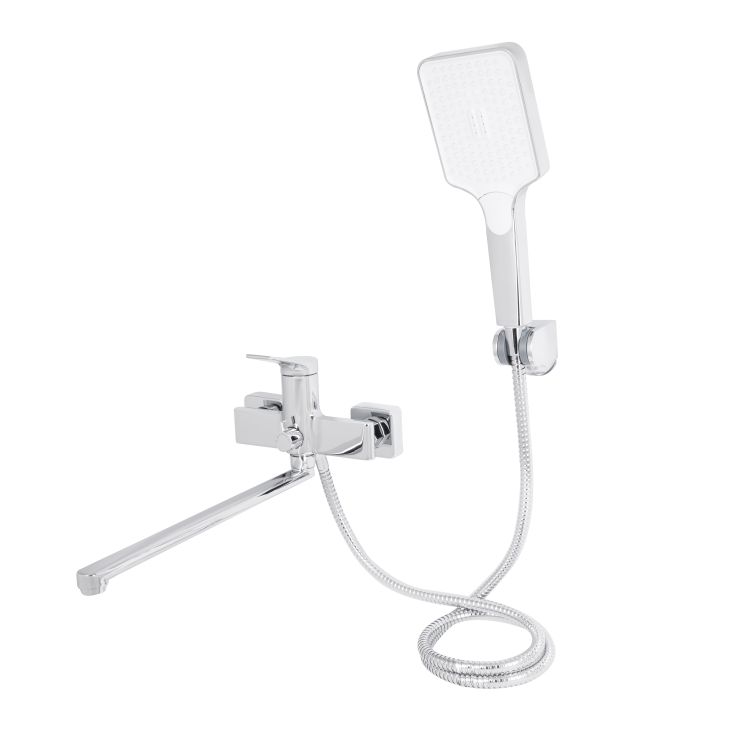 Змішувач для ванни Qtap Arvin з довгим поворотним виливом та душовим гарнітуром QTARV260CRM48641 Chrome - 3