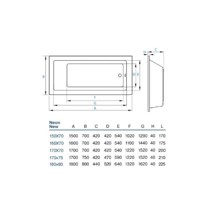 Ванна прямокутна 170x70 см KOLLER POOL Neon New - 4