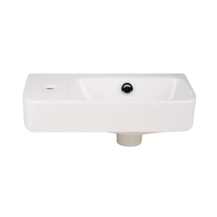 Комплект Qtap Tern: Раковина підвісна прамокутна ліва 450х260х155 мм White + Донний клапан PU02O - 3