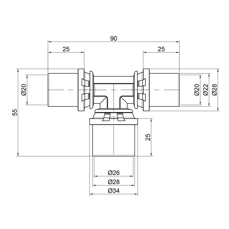 тройник 20х26х20 &amp;quot;Icma&amp;quot; № 406 - 2