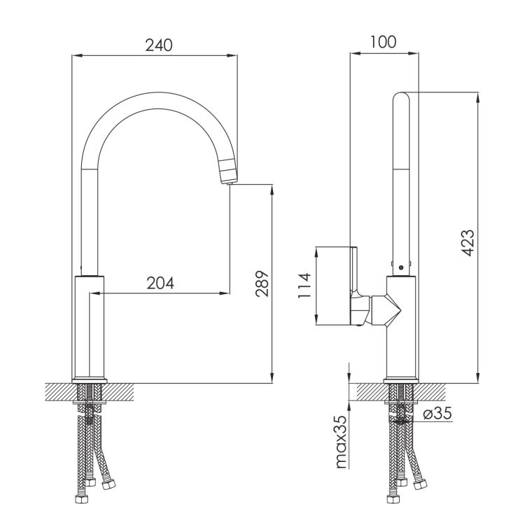 DAICY змішувач для кухні з підключенням питної води, хром, 35 мм - 2