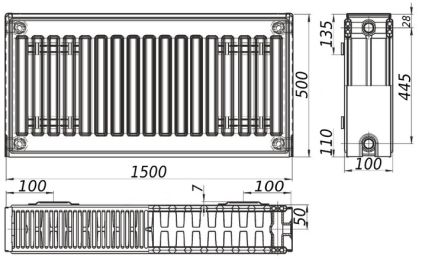 Радіатор сталевий 22 500х1500 б.п. (3159Вт) KALITE - 3