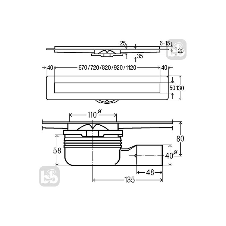 ADVANTIX душевой лоток с решеткой Advantix Visign ER13, L-1000 - 2