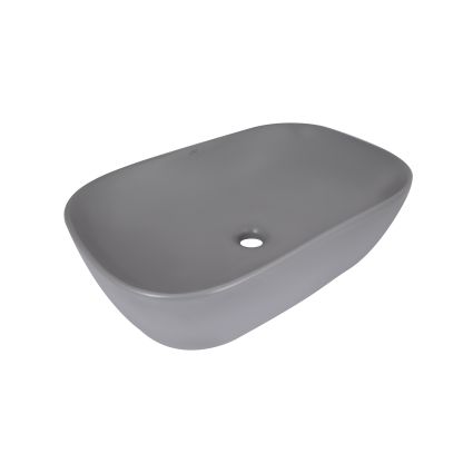 Раковина накладна Qtap Robin 600x390x150 мм, Stone grey, прямокутна, з донним клапаном QTROB188SG49786 - 1