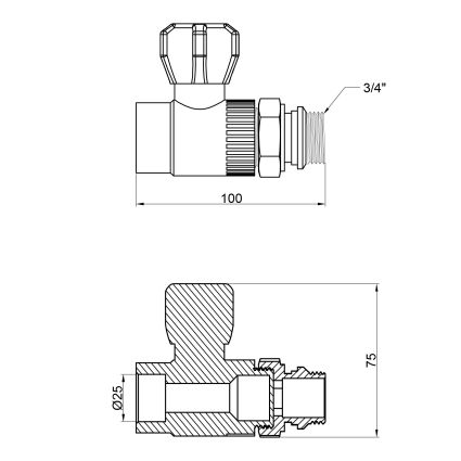 Кран кульовий радіаторний PPR Thermo Alliance 25х3/4&amp;quot; прямий - 2