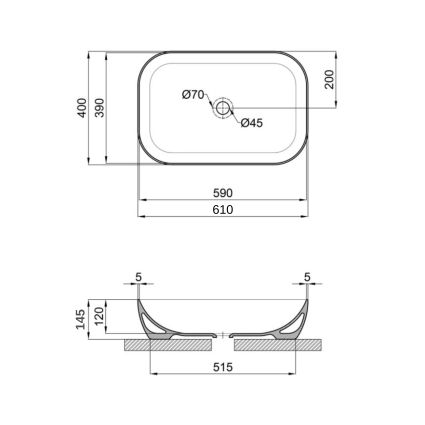 Раковина-чаша Qtap Robin 610x400x145 White с донным клапаном QT13112143PW - 2