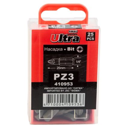 Набор бит PZ3x25мм 1/4&amp;quot; 25шт S2 (пласт кейс) ULTRA (4010602) - 6