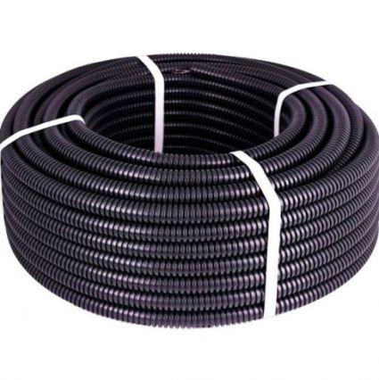 Труба гофрированная п/п, с протяжкой, (100 м) НГ устойчивая к УФ 20, ЧЕРНАЯ, тяжелая МЕГАtek - 1