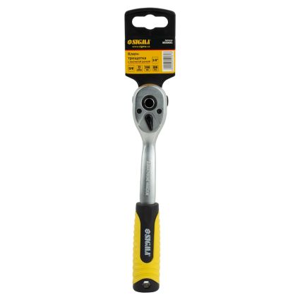Ключ-трещотка с изогнутой ручкой 3/8&amp;quot; 200мм 72T CrV Sigma (6050081) - 6