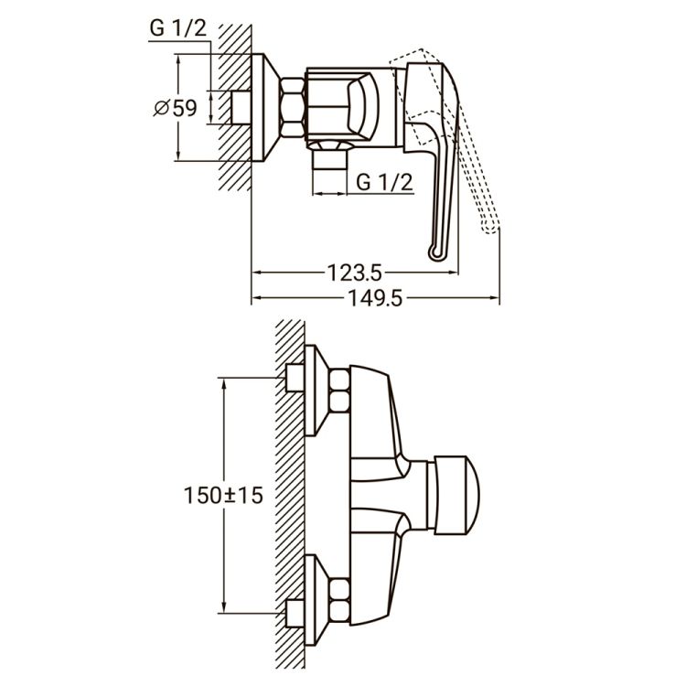 Змішувач HM Ø40 для душу AQUATICA (HM-1D131C) - 2