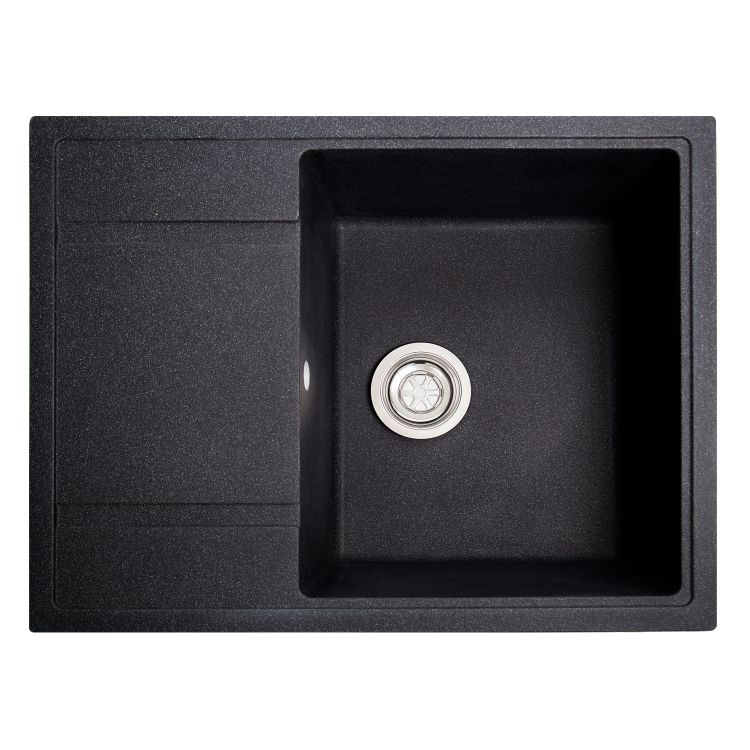 Мойка SOLID Optima 650*510 антрацит из искусственного камня, с сіфоном - 1