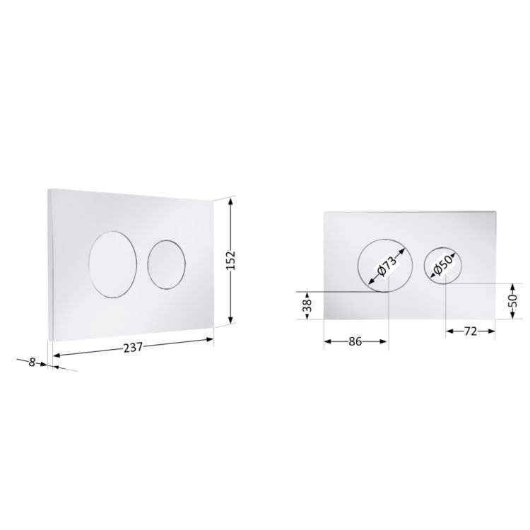 Клавіша змиву Qtap Standard 152x236x28 мм, Chrome, кругла QTSTD164CRM49469 - 2
