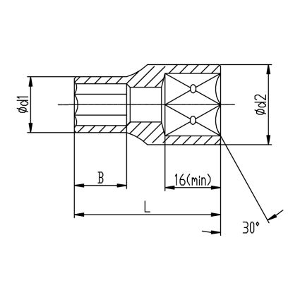 Насадка шестигранна коротка 1/2&amp;quot; 9мм CrV ULTRA (6070092) - 2