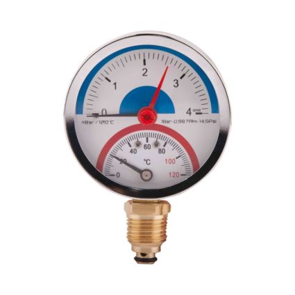 SD Термоманометр нижн. подкл.1/2 Ø80мм 120ºC 4 бар SD1724B - 1