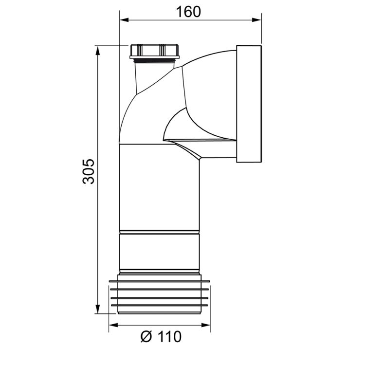 Коліно для унітазу з відведенням Ø110мм/90° Push-Fit WIRQUIN (9555400) - 2