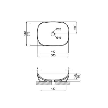 Раковина-чаша Qtap Cardinal 500х380х140 мм White QT04116302W - 2