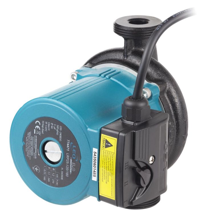 Насос циркуляційний Aquatica 774471 270Вт Hmax 12м Qmax 65л/хв Ø1½&amp;quot; 180мм + гайки Ø1&amp;quot; Leo 3,0 - 2