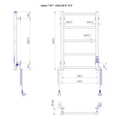 Рушникосушарка електрична 650х430/75 Класік HP-I TR K біл. мат Mario - 2