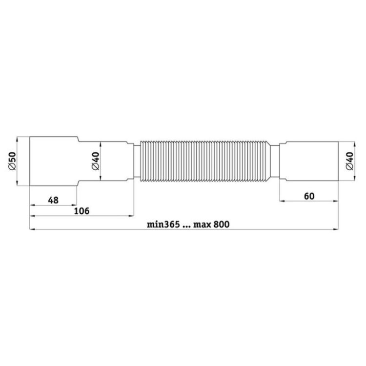 Гофросифон с гайкой К406 ø40*40/50 гибкая труба. - 2
