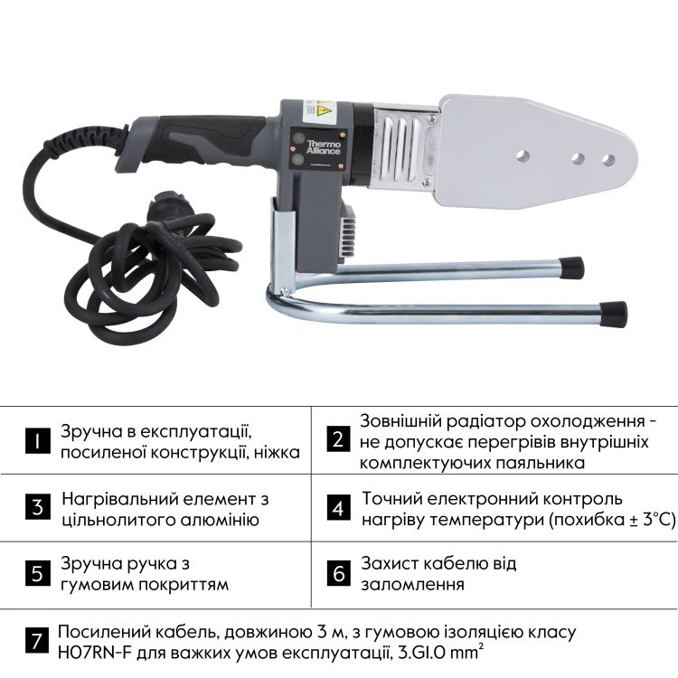 Паяльник для пластиковых труб Thermo Alliance STD-103 Ø20-63 (автоматический 800W) - 4
