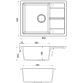 Мойка гранитная Cubix 65х50 Grey Metallic +сифон FABIANO - 2