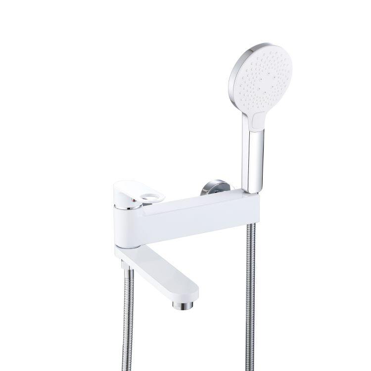 Смеситель для ванны Jay с поворотным изливом (с душевым гарнитуром) QTJAY260CRW45554 Chrome/White Qtap - 1