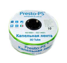 Капельная лента Presto-PS эмиттерная 3D Tube капельницы через 10 см  расход 2.7 л/ч, длина 500 м (3D-10-500)