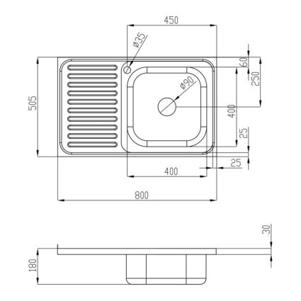 Кухонна мийка Lidz 5080-R Satin 0,8 мм (LIDZ5080RSAT8) - 2