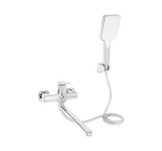 Змішувач для ванни Qtap Nando з довгим поворотним виливом та душовим гарнітуром QTNAN260CRM48652 Chrome