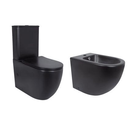 Акційний набір: Унітаз напольний Robin Ultra Quiet QT13226083AMB 660x360x855 Black + Біде напольне Robin QT13442141CMB 565x360x405 Black - 1