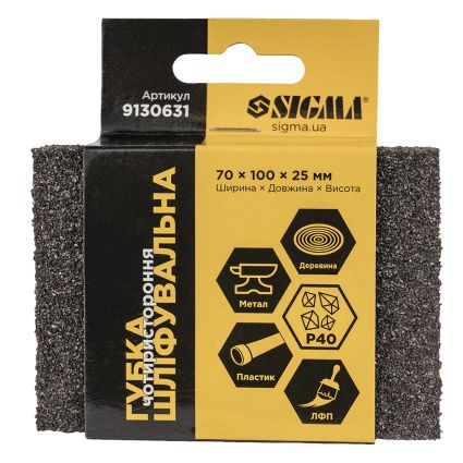 Губка шлифовальная четырехсторонняя 100х70х25мм P40 Sigma (9130631) - 5