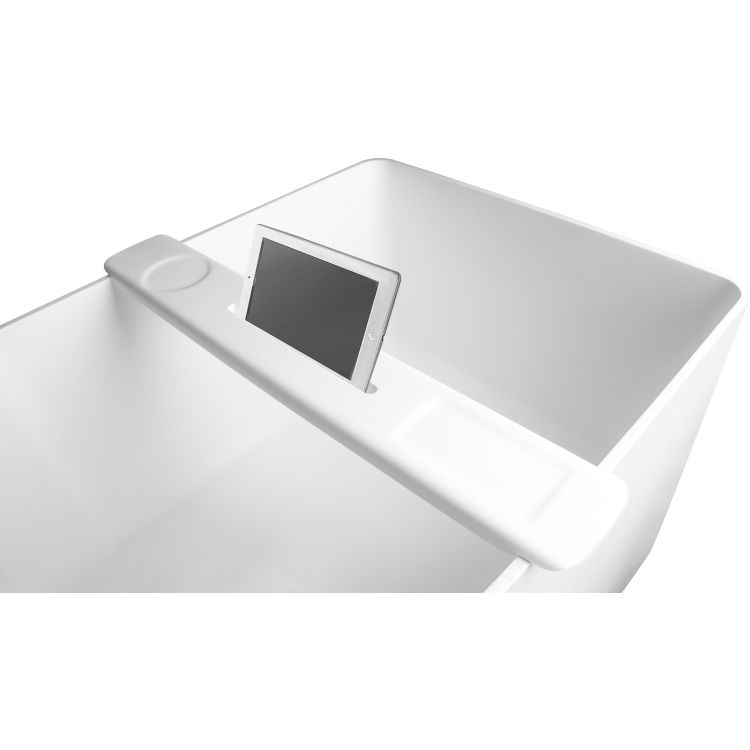 Накладна полиця на ванну, кам'яна Solid surface 870*115*24mm, колір білий - 1