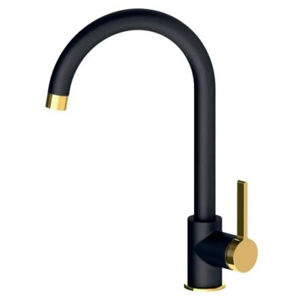Змішувач д/кухонної мийки 1537.110126 Mora високий, чорний з золотом Volle - 1