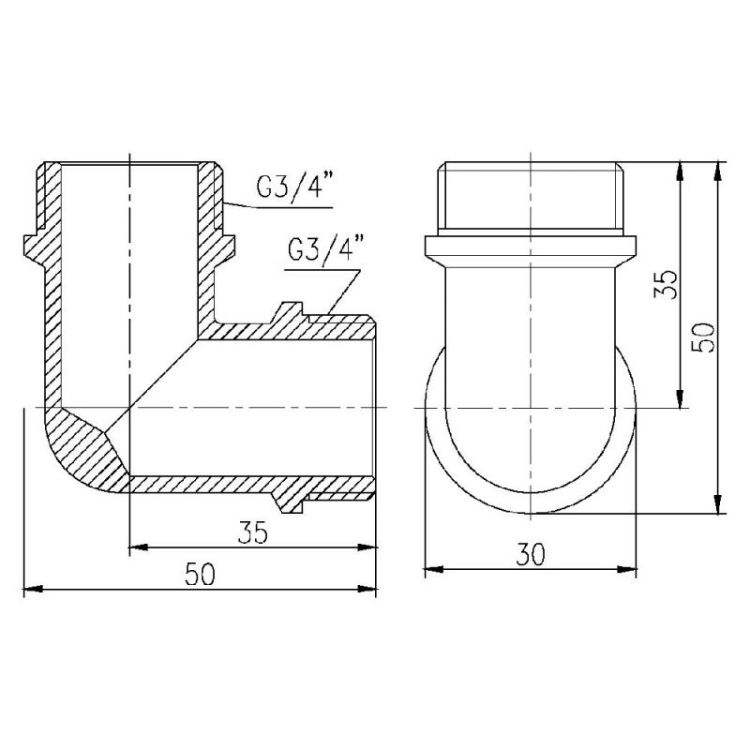 Куточок SD Forte 3/4&amp;quot;х3/4&amp;quot; ПН - 2