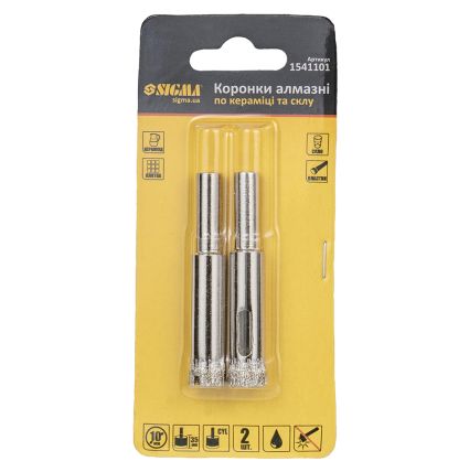 Коронки алмазные по керамике и стеклу Ø10мм Sigma (1541101) - 6