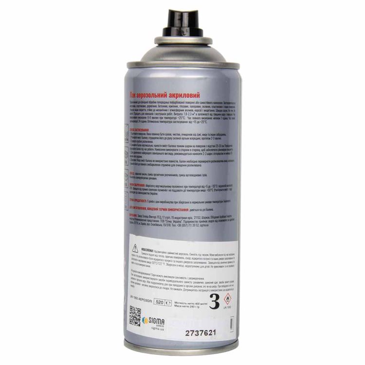 Лак аерозольний акриловий 400мл прозорий мат SIGMA (2737621) - 4
