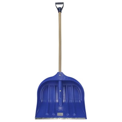 Лопата для снігу/зерна пластикова з оцинкованою планкою Strong 490×495мм з дерев'яним держаком (кольорова) GRAD (5046525) - 1