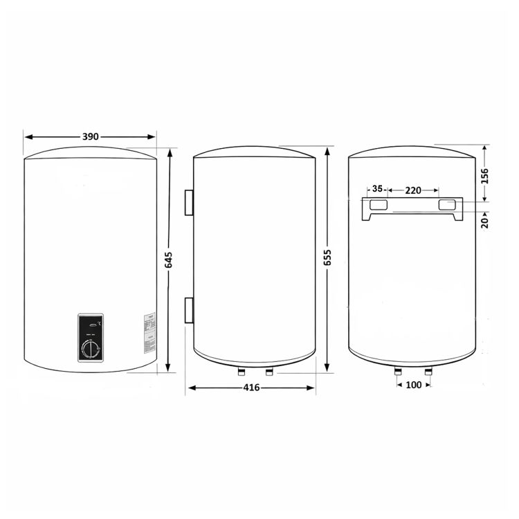 Водонагрівач електричний Thermo Alliance 50 л Grey, вертикальний, сухий ТЕН 2,0 кВт D50V20J2(D)KG - 2