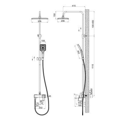 Душова система універсальна Qtap Arvin на три споживача (з виливом) QTARV111CRM48643 Chrome - 2