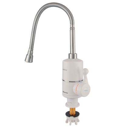 Кран-водонагрівач проточний NZ 3.0 кВт 0.4-5бар для кухні гусак гофрований на гайці AQUATICA (NZ-6B312W) - 1