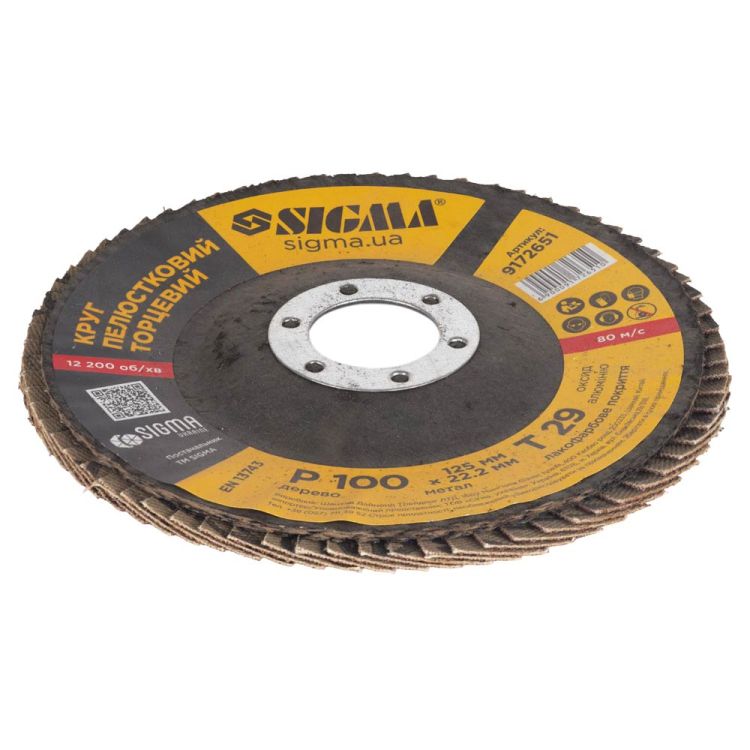 Круг пелюстковий торцевій Т29 (конічний) Ø125мм P100 Sigma (9172651) - 3
