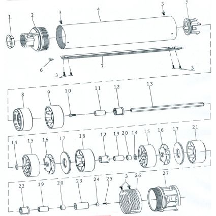 Насос центробежный 0.55кВт H 63(49)м Q 55(35)л/мин Ø102мм 40м кабеля mid DONGYIN (778442) - 2