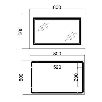 Дзеркало Qtap Cardinal (CA1) 800х500 з LED-підсвічуванням Touch, з антизапотіванням, з димером, рег. темп. кольору (3000-6500K) Reverse QT0478C5080 - 2