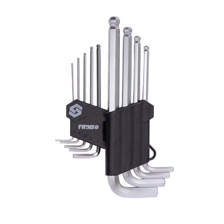 Ключі шестигранні 9шт 1,5-10мм CrV (середні куля) Sigma (4022121) - 7