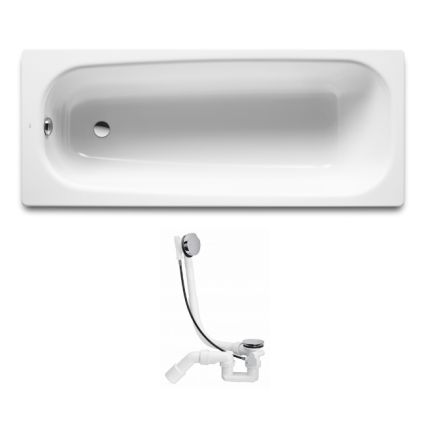 Ванная чугуна ROCA CONTINENTAL 170x70 + сифон Simplex для ванной автомат (285357) - 1