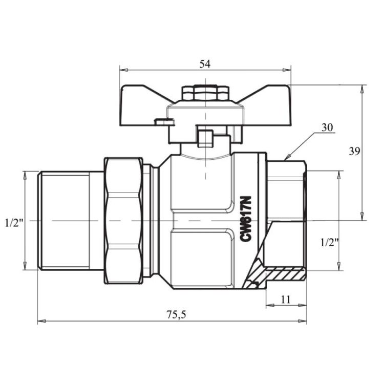 Кран шаровой &amp;quot;Американка&amp;quot; Icma 1/2&amp;quot; прямой №347 - 2