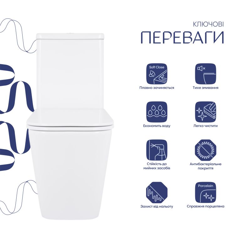 Унітаз-компакт Qtap Tern з сидінням Soft-close QT17222093ARW - 3