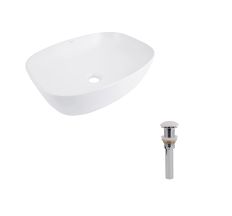 Комплект Qtap Cardinal: Раковина накладна 500×380×140 мм, White, овальна + Донний клапан Pop-up PU02