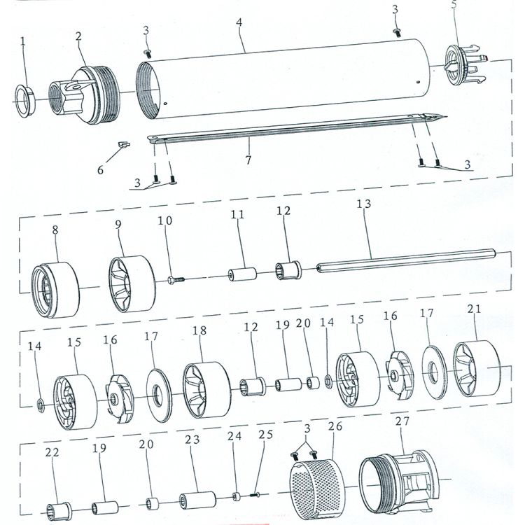 Насос центробежный 0.55кВт H 63(49)м Q 55(35)л/мин Ø102мм 40м кабеля mid DONGYIN (778442) - 2