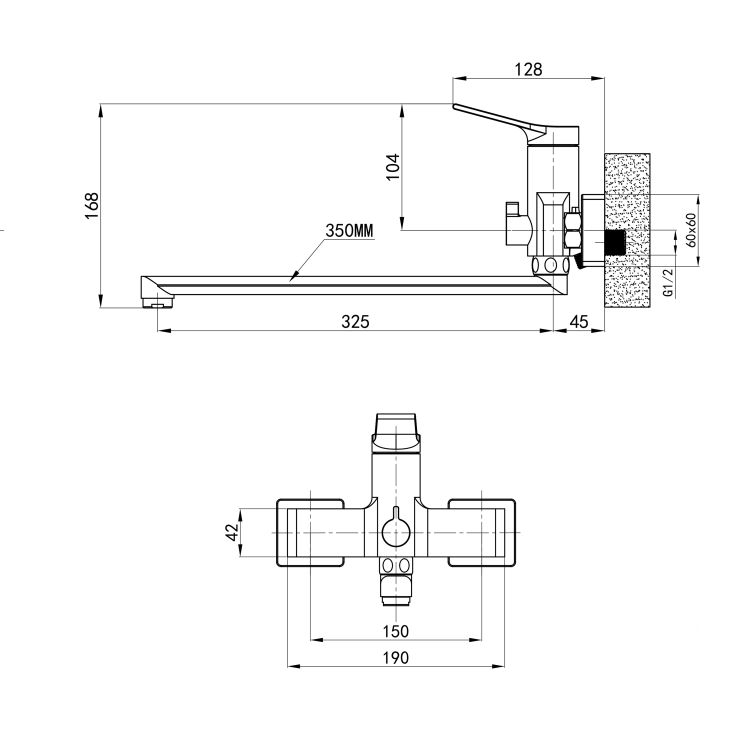 Змішувач для ванни Qtap Arvin з довгим поворотним виливом та душовим гарнітуром QTARV260CRM48641 Chrome - 2